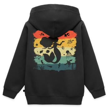 Meerjungfrau - Kinder Premium Organic Zip Hoodie - Schwarz - Hinten - AI Model Kid Male (0cm)