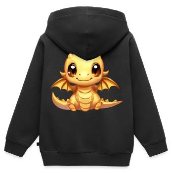 Dragon Fantasy Art - Kids Premium Organic Zip-up Hoodie - black - Back - AI Model Kid Male (0cm)