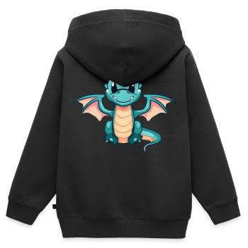 Fliegender Drache Fantasy Kunst - Kinder Premium Organic Zip Hoodie - Schwarz - Hinten - AI Model Kid Male (0cm)