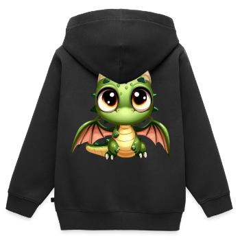 Dragon Fantasy Drawing - Kids Premium Organic Zip-up Hoodie - black - Back - AI Model Kid Male (0cm)