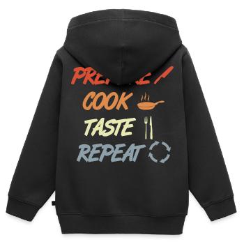 Prepare Cook Taste Repeat - Kinder Premium Organic Zip Hoodie - Schwarz - Hinten - AI Model Kid Male (0cm)