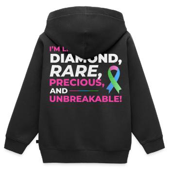 Diamantähnliche seltene Krankheiten zeichnen sich durch das Bewusstsein aus - Kinder Premium Organic Zip Hoodie - Schwarz - Hinten - AI Model Kid Male (0cm)