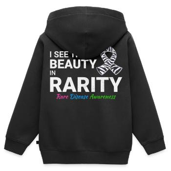 Schönheit in der Seltenheit Bewusstsein für seltene Krankheiten - Kinder Premium Organic Zip Hoodie - Schwarz - Hinten - AI Model Kid Male (0cm)