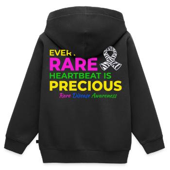 Sensibilisation aux maladies rares de Precious Heartbeats - Sweat Premium à capuche zippé enfant bio - noir - Dos - AI Model Kid Male (0cm)