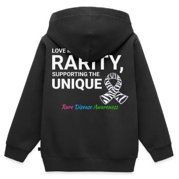 La sensibilisation aux maladies rares au service de l’unique - Sweat Premium à capuche zippé enfant bio - noir - Dos - AI Model Kid Male (0cm)