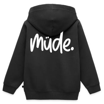 Müde - Kinder Premium Organic Zip Hoodie - Schwarz - Hinten - AI Model Kid Male (0cm)