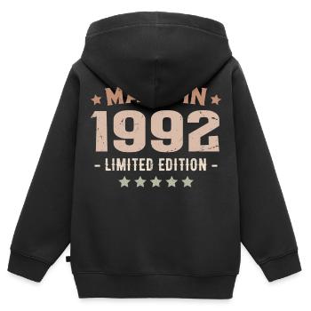 Baujahr 1992 Jubiläumsgeschenk 1992 Jahrgang 1992 - Kinder Premium Organic Zip Hoodie - Schwarz - Hinten - AI Model Kid Male (0cm)