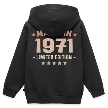 Baujahr 1971 Jubiläumsgeschenk 1971 Jahrgang 1971 - Kinder Premium Organic Zip Hoodie - Schwarz - Hinten - AI Model Kid Male (0cm)