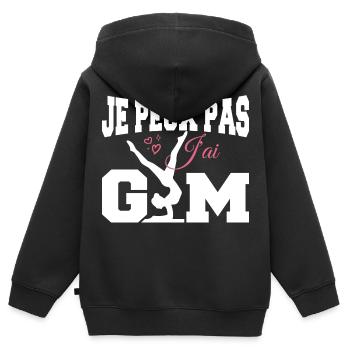 Gymnastique Cadeau Je Peux Pas J'ai Gym - Sweat Premium à capuche zippé enfant bio - noir - Dos - AI Model Kid Male (0cm)