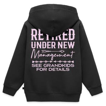 Unter neuer Leitung in den Ruhestand getreten Siehe Enkelkinder - Kinder Premium Organic Zip Hoodie - Schwarz - Hinten - AI Model Kid Male (0cm)