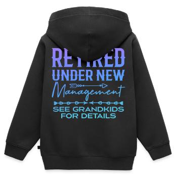 Unter neuer Leitung in den Ruhestand getreten Siehe Enkelkinder - Kinder Premium Organic Zip Hoodie - Schwarz - Hinten - AI Model Kid Male (0cm)