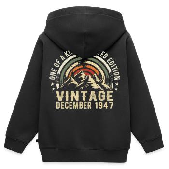 Dezember 1947 - Ausgezeichnet seit Dezember 1947 - Kinder Premium Organic Zip Hoodie - Schwarz - Hinten - AI Model Kid Male (0cm)