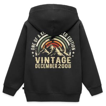 Dezember 2008 - Ausgezeichnet seit Dezember 2008 - Kinder Premium Organic Zip Hoodie - Schwarz - Hinten - AI Model Kid Male (0cm)