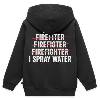 Ich bin Feuerwehrmann - Kinder Premium Organic Zip Hoodie - Schwarz - Hinten - AI Model Kid Male (0cm)
