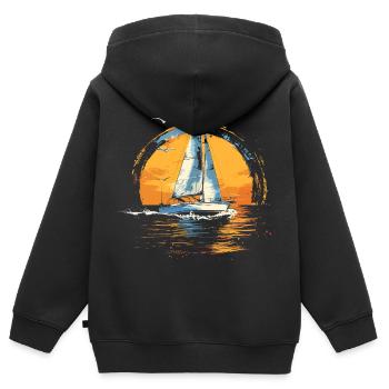 Voile - Sweat Premium à capuche zippé enfant bio - noir - Dos - AI Model Kid Male (0cm)