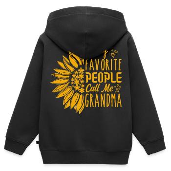 My favorite people call me grandma - Sweat Premium à capuche zippé enfant bio - noir - Dos - AI Model Kid Male (0cm)