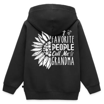 My favorite people call me grandma - Sweat Premium à capuche zippé enfant bio - noir - Dos - AI Model Kid Male (0cm)