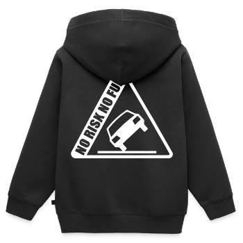 Kein Risiko, kein Spaß, lustiges Geschenk, Autotuning - Kinder Premium Organic Zip Hoodie - Schwarz - Hinten - AI Model Kid Male (0cm)