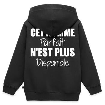 Dieser perfekte Mann ist nicht mehr als Paar verfügbar - Kinder Premium Organic Zip Hoodie - Schwarz - Hinten - AI Model Kid Male (0cm)