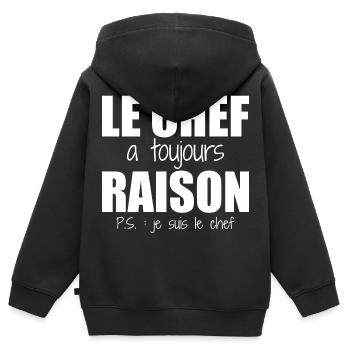 Der Koch hat immer Recht, ich bin der Humorkoch - Kinder Premium Organic Zip Hoodie - Schwarz - Hinten - AI Model Kid Male (0cm)