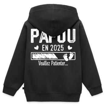 Papua im Jahr 2025 Zukunft Opa Geschenk - Kinder Premium Organic Zip Hoodie - Schwarz - Hinten - AI Model Kid Male (0cm)