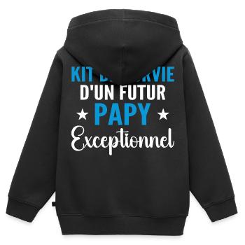 Personalisiertes Geschenk für den zukünftigen Opa Survival Kit - Kinder Premium Organic Zip Hoodie - Schwarz - Hinten - AI Model Kid Male (0cm)