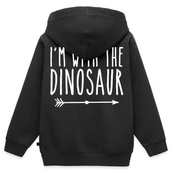 Ich bin mit dem Dinosaurier Erwachsene Kinder Männer Frauen Kostüm - Kinder Premium Organic Zip Hoodie - Schwarz - Hinten - AI Model Kid Male (0cm)