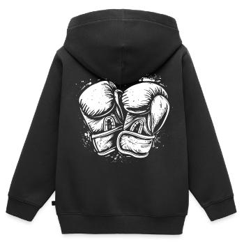 Boxhandschuhe Zeichnung - Kinder Premium Organic Zip Hoodie - Schwarz - Hinten - AI Model Kid Male (0cm)