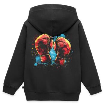 Boxhandschuhe Streetart - Kinder Premium Organic Zip Hoodie - Schwarz - Hinten - AI Model Kid Male (0cm)