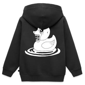 Weiße dämonische Ente - Kinder Premium Organic Zip Hoodie - Schwarz - Hinten - AI Model Kid Male (0cm)