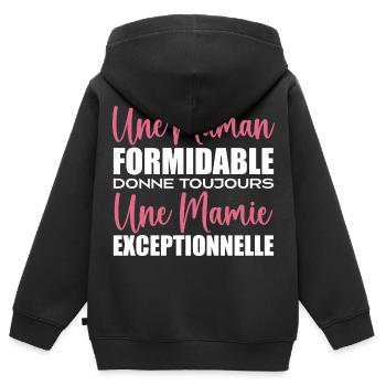 An Exceptional Granny for Grandma - Kids Premium Organic Zip-up Hoodie - black - Back - AI Model Kid Male (0cm)