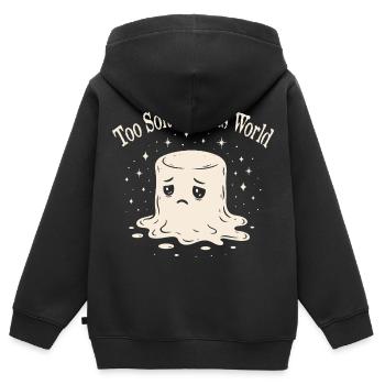 Guimauve Mélancolique - Sensible & Douce - Sweat Premium à capuche zippé enfant bio - noir - Dos - AI Model Kid Male (0cm)