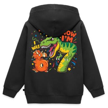 Six Seven Dinosaur 7 Years Birthday - Kids Premium Organic Zip-up Hoodie - black - Back - AI Model Kid Male (0cm)