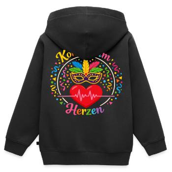 Fête de confettis Confettis Costume Carnaval Carnaval - Sweat Premium à capuche zippé enfant bio - noir - Dos - AI Model Kid Male (0cm)