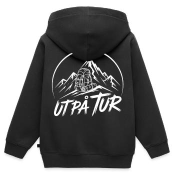 Berge und Ausflüge – Auf einer Reise - Kinder Premium Organic Zip Hoodie - Schwarz - Hinten - AI Model Kid Male (0cm)
