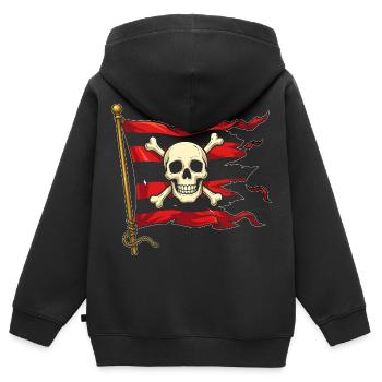 Crâne sur drapeau pirate - Sweat Premium à capuche zippé enfant bio - noir - Dos - AI Model Kid Male (0cm)