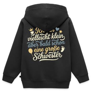 Klein aber bald schon große Schwester 2026 / 2027 - Kinder Premium Organic Zip Hoodie - Schwarz - Hinten - AI Model Kid Male (0cm)