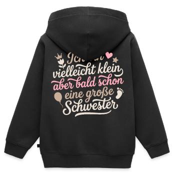 Klein aber bald schon große Schwester 2026 / 2027 - Kinder Premium Organic Zip Hoodie - Schwarz - Hinten - AI Model Kid Male (0cm)