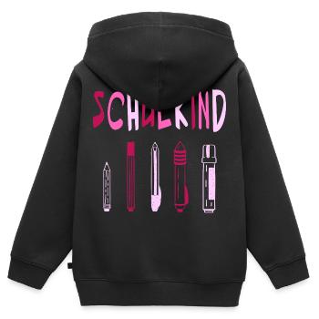 Schulkind Einschulung Stifte rosa pink - Kinder Premium Organic Zip Hoodie - Schwarz - Hinten - AI Model Kid Male (0cm)
