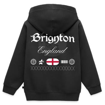 Brighton England Streetwear Reise Souvenir - Kinder Premium Organic Zip Hoodie - Schwarz - Hinten - AI Model Kid Male (0cm)
