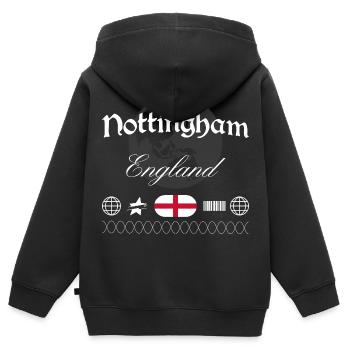 Nottingham England Streetwear Reise Souvenir - Kinder Premium Organic Zip Hoodie - Schwarz - Hinten - AI Model Kid Male (0cm)