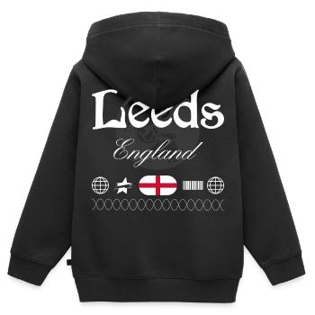 Leeds England Streetwear Reise Souvenir - Kinder Premium Organic Zip Hoodie - Schwarz - Hinten - AI Model Kid Male (0cm)