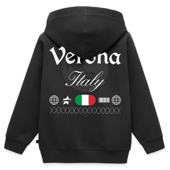 Verona Italien Streetwear Reise Souvenir - Kinder Premium Organic Zip Hoodie - Schwarz - Hinten - AI Model Kid Male (0cm)