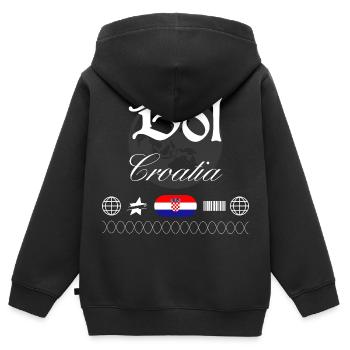 Bol Croatia Streetwear Travel Souvenir - Kids Premium Organic Zip-up Hoodie - black - Back - AI Model Kid Male (0cm)