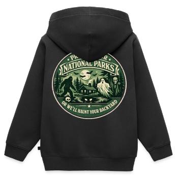 Protect National Parks | Paranoid Humor Badge - Kids Premium Organic Zip-up Hoodie - black - Back - AI Model Kid Male (0cm)