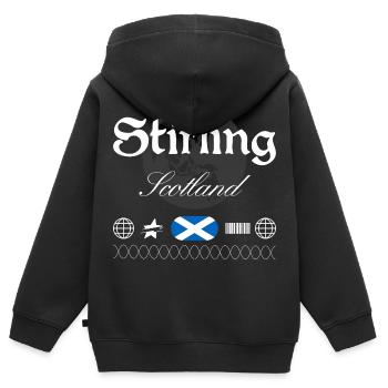 Stirling Schottland Streetwear Reise Souvenir - Kinder Premium Organic Zip Hoodie - Schwarz - Hinten - AI Model Kid Male (0cm)