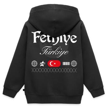 Fethiye Türkei Streetwear Reise Souvenir - Kinder Premium Organic Zip Hoodie - Schwarz - Hinten - AI Model Kid Male (0cm)