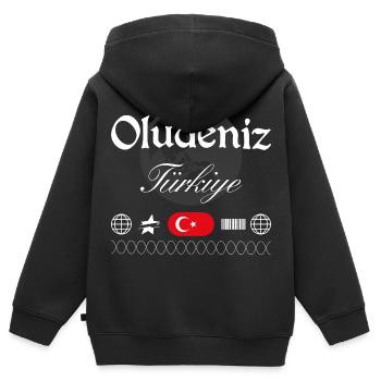 Ölüdeniz Türkei Streetwear Reise Geschenk - Kinder Premium Organic Zip Hoodie - Schwarz - Hinten - AI Model Kid Male (0cm)