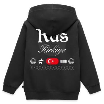 Kaş Turkey Streetwear Travel Souvenir - Kids Premium Organic Zip-up Hoodie - black - Back - AI Model Kid Male (0cm)