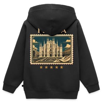 Mailand Eleganz als Reisemarke - Kinder Premium Organic Zip Hoodie - Schwarz - Hinten - AI Model Kid Male (0cm)